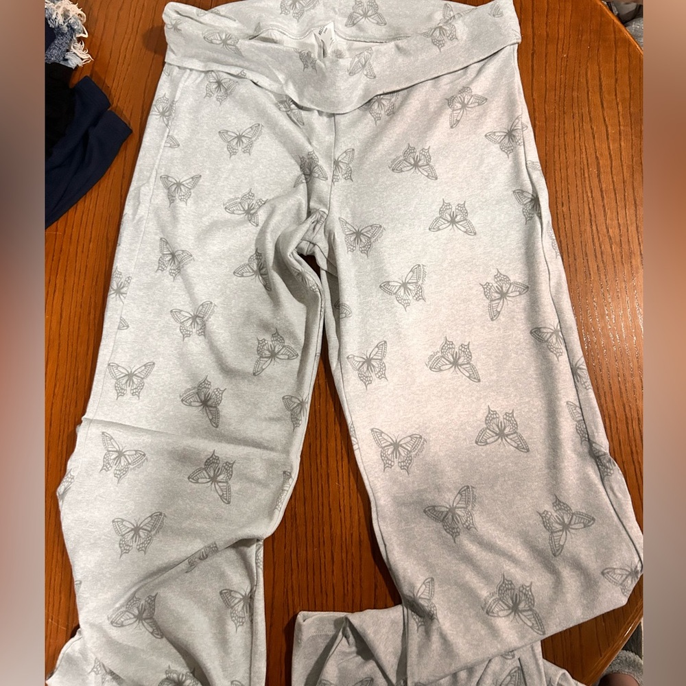 Hollister Light Gray Butterfly Lounge Pants
